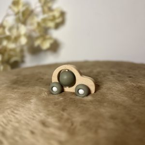 Baby's Only auto met naam | Houten speelgoed | Groen, Grijs/Blauw, Geel of Roze